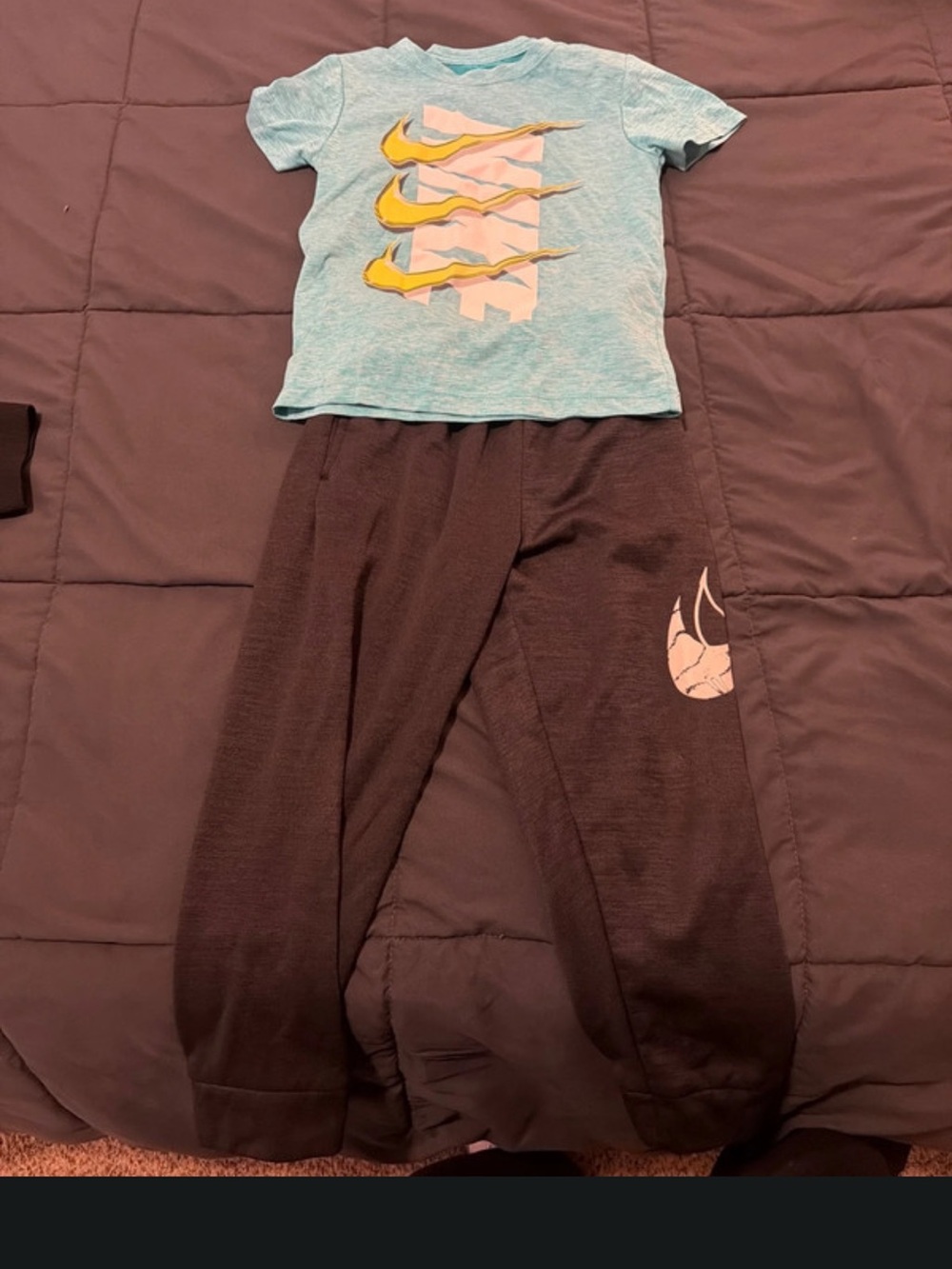 Nike Kids Dark Gray Jogger Pants with White Swoosh